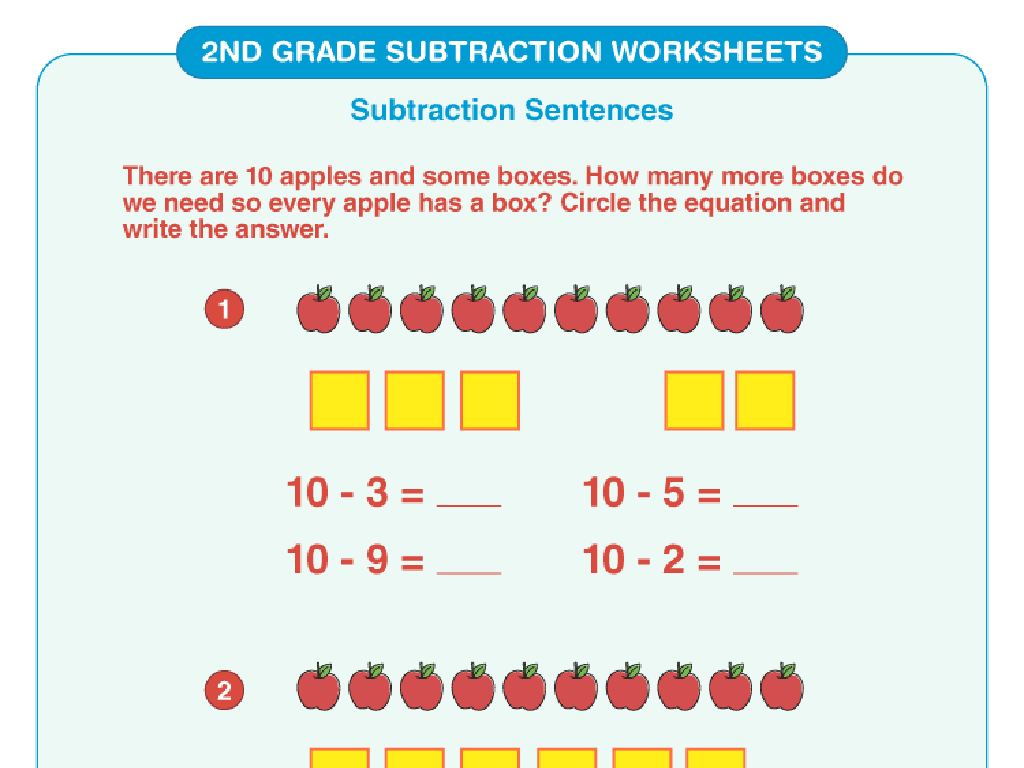 apple subtraction worksheet