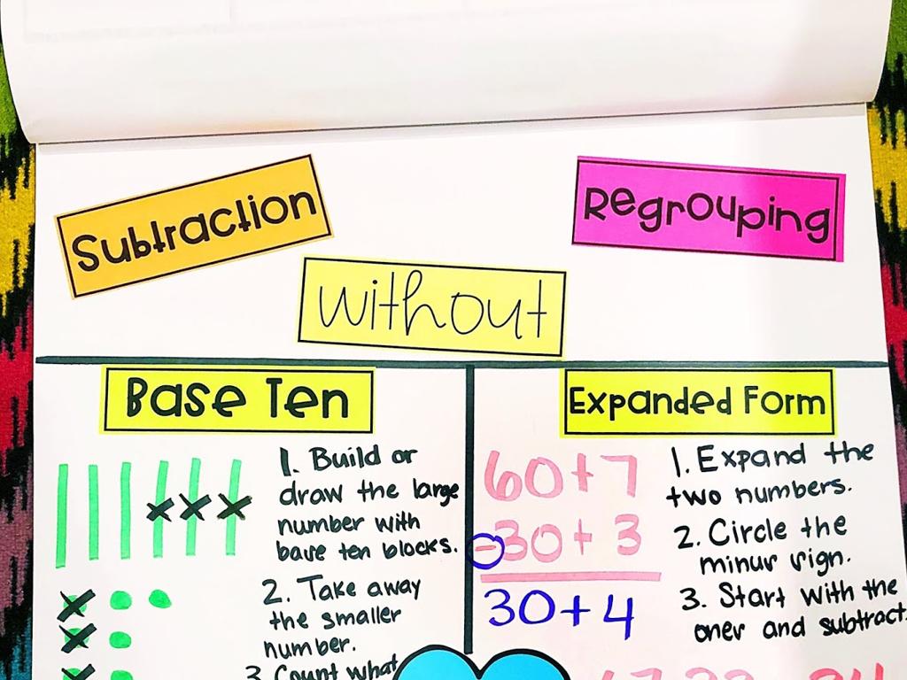 subtraction base ten worksheet