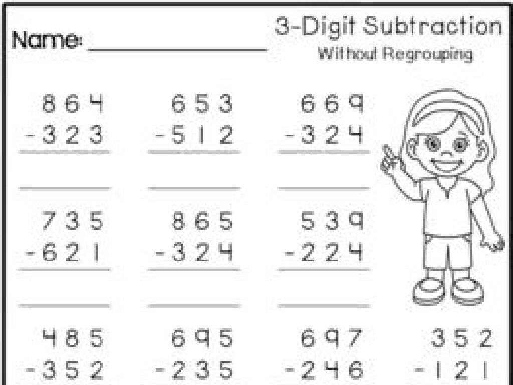 3-digit subtraction worksheet