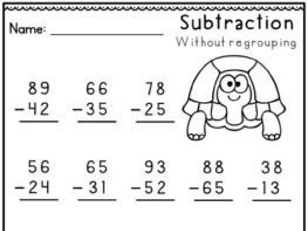 turtle subtraction worksheet