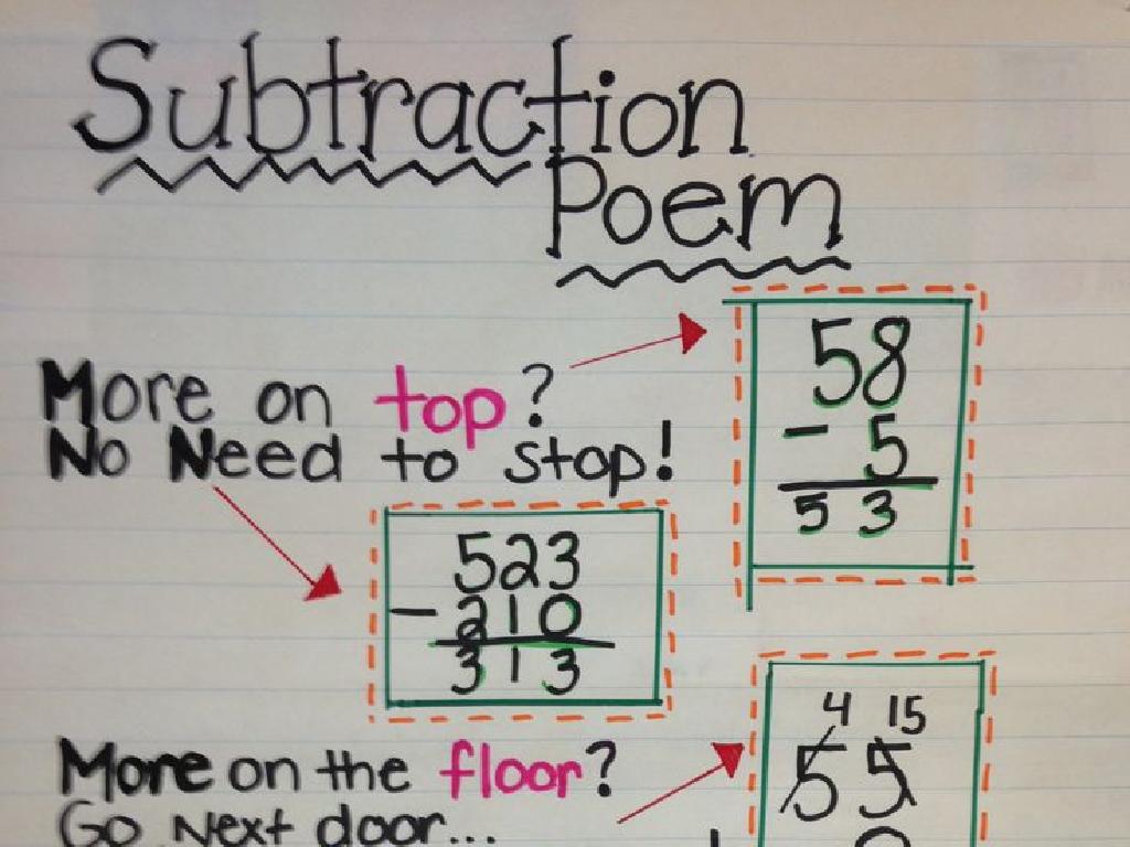 subtraction poem examples