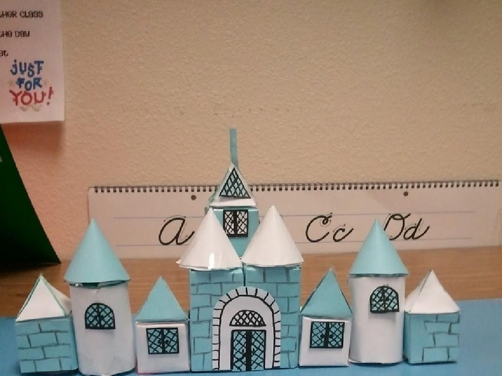 blue white paper castle