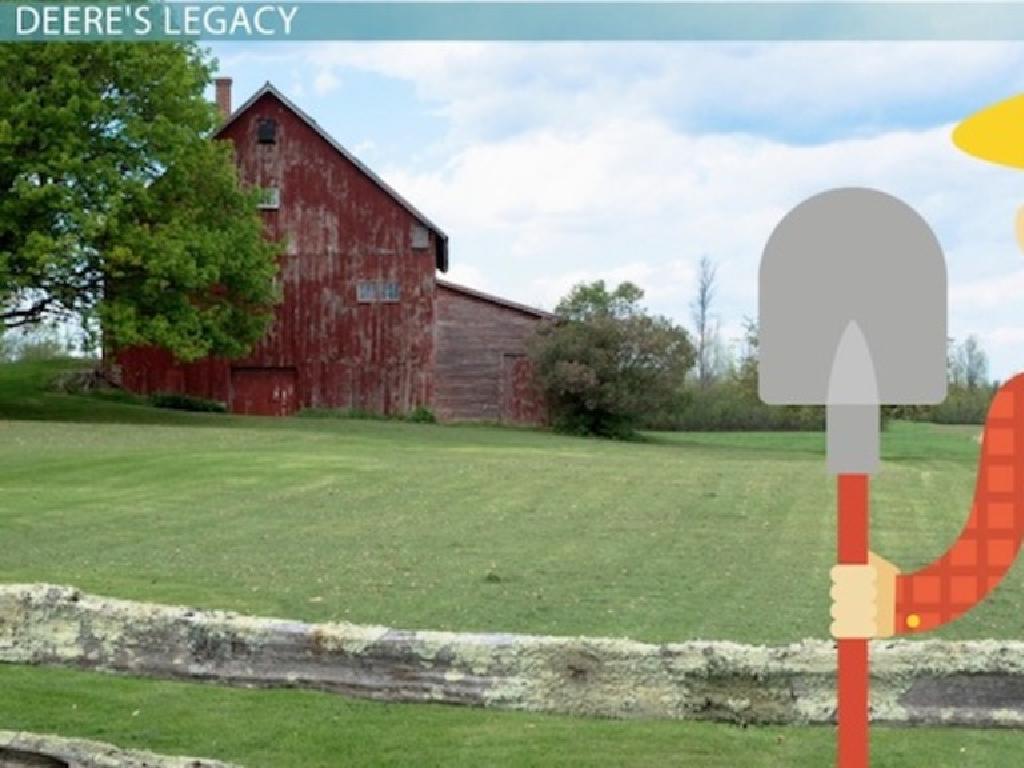 farmer shovel red barn