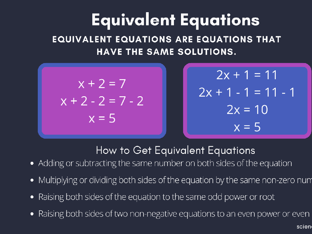 equivalent equations examples