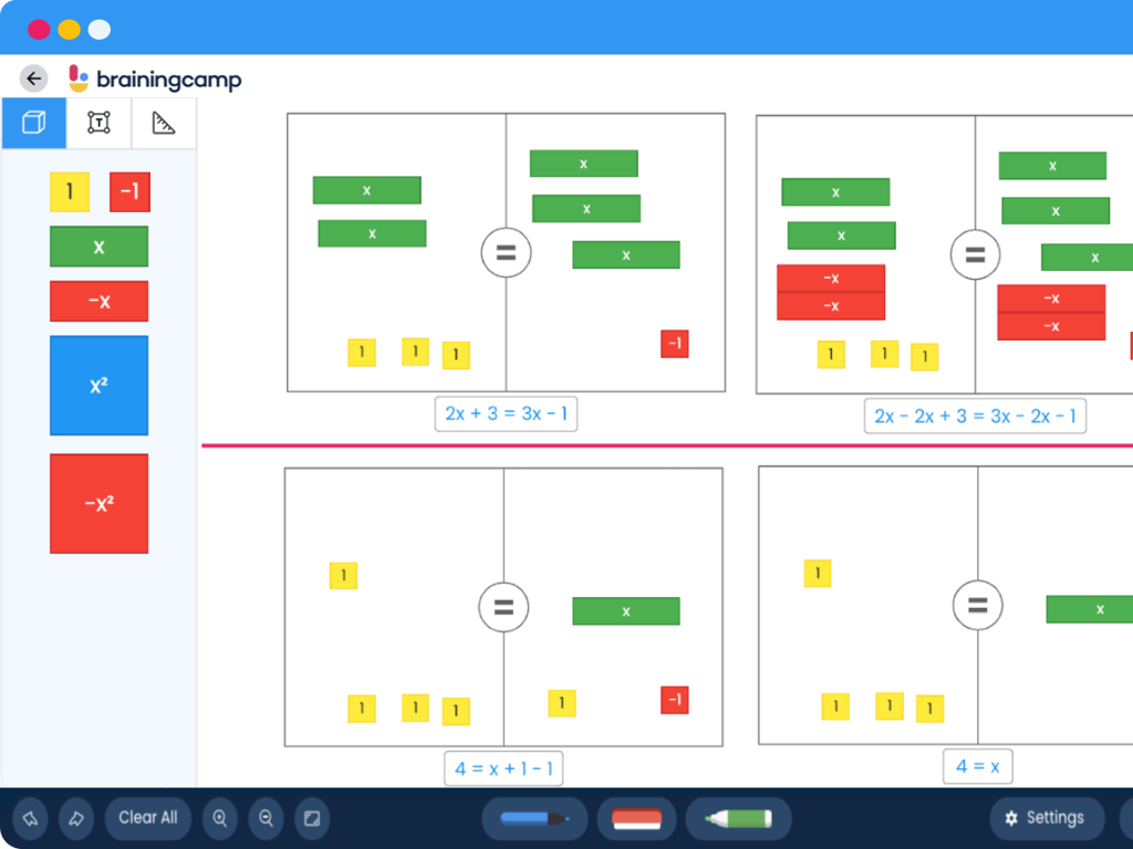 algebra tiles equations