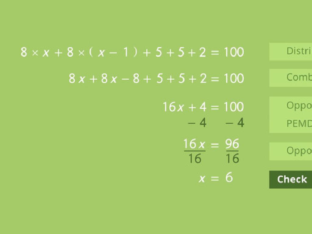 algebra equation steps