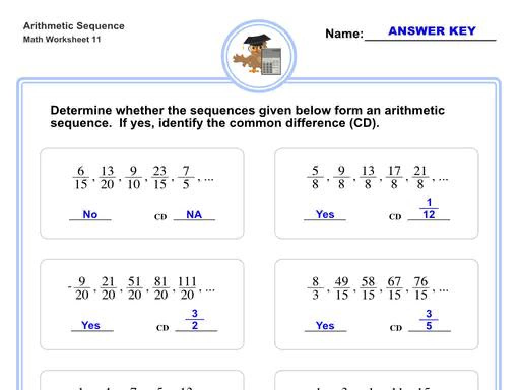 arithmetic sequences worksheet