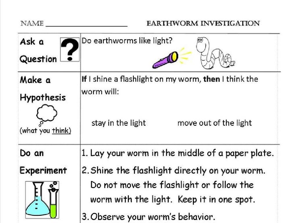 earthworm light experiment