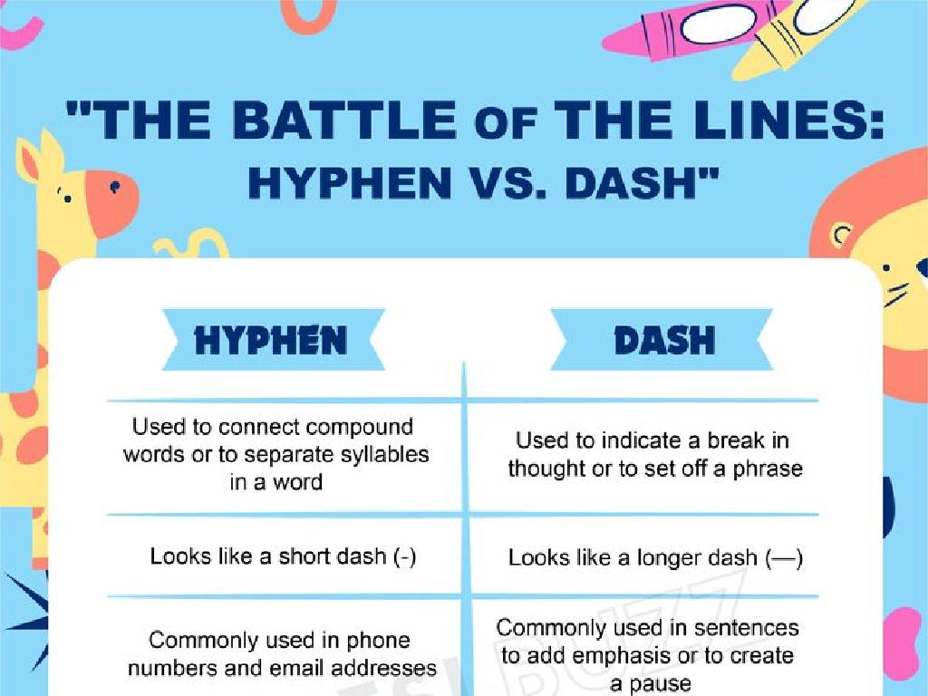 hyphens dashes comparison