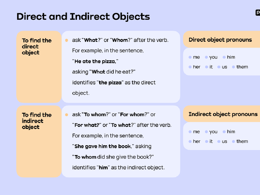 direct indirect objects