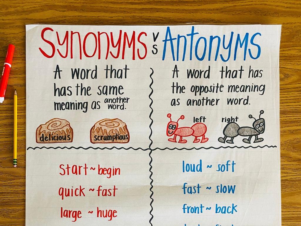 synonyms antonyms chart