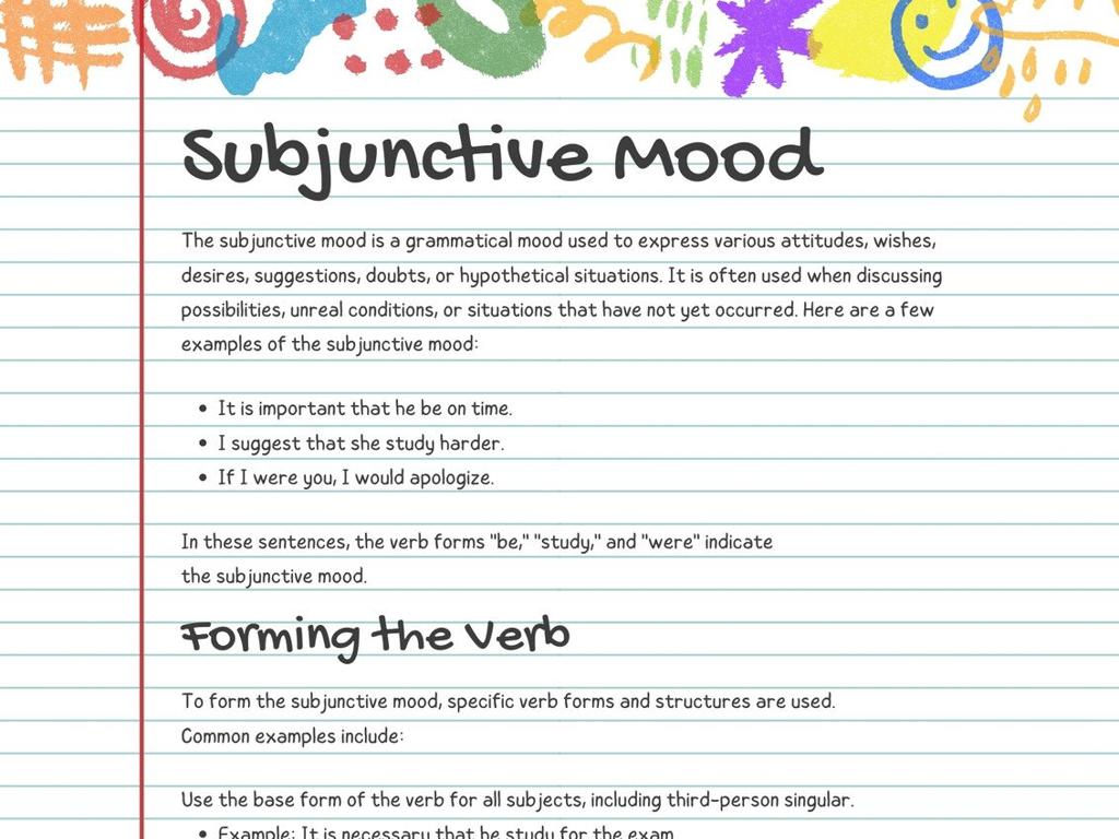 subjunctive mood poster