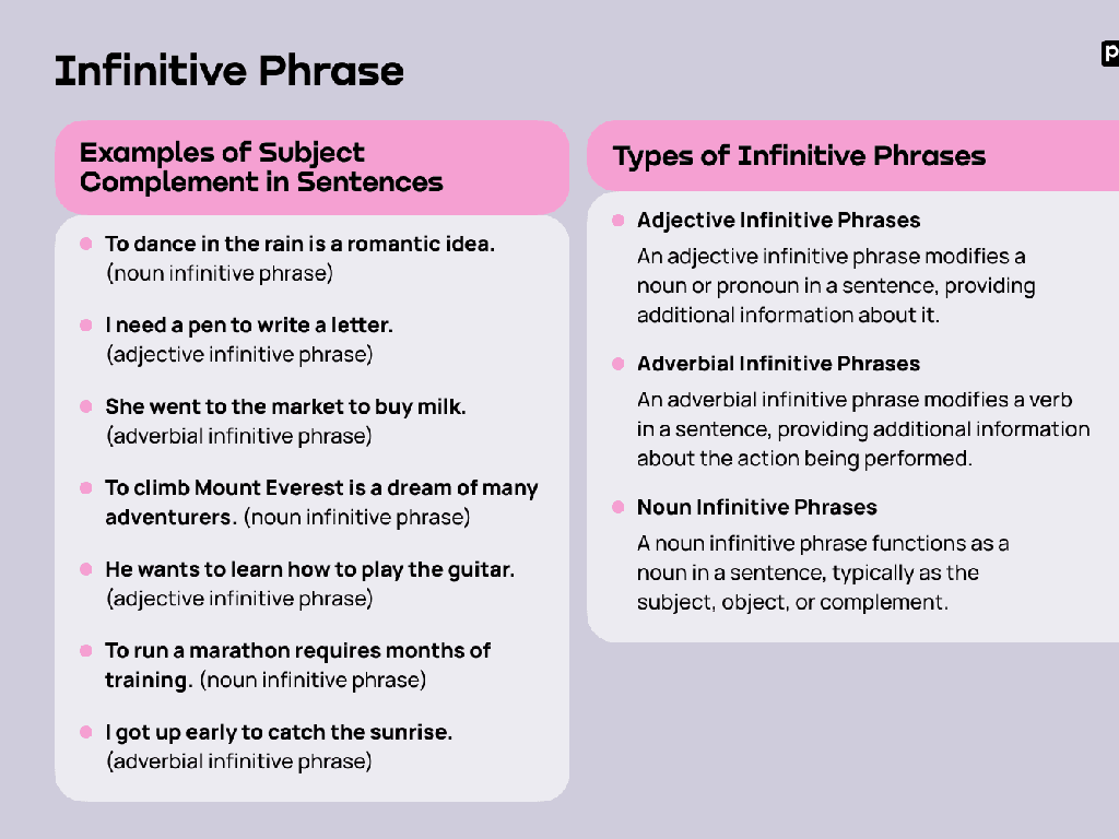 infinitive phrase examples