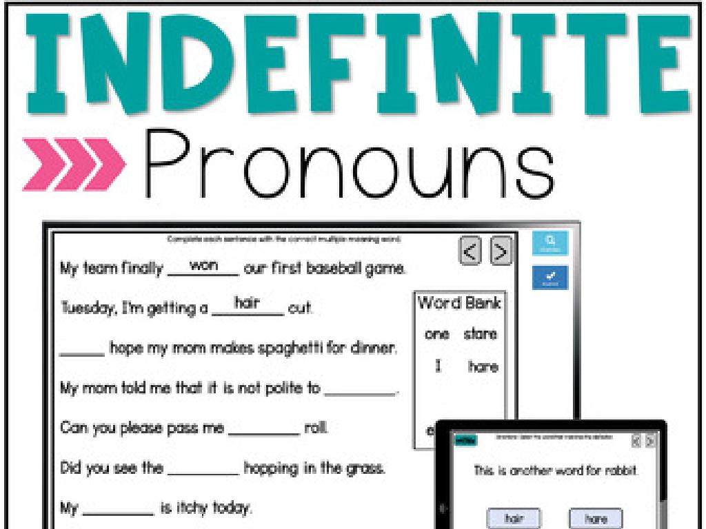 indefinite pronouns worksheet