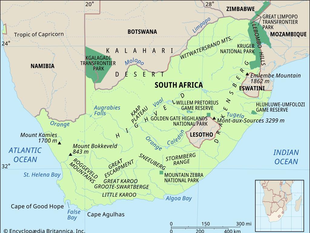 south africa map parks