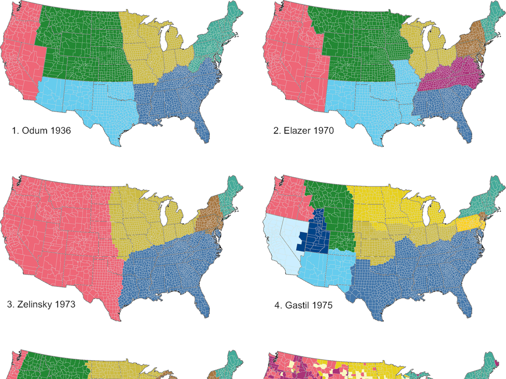 us regional color-coded maps