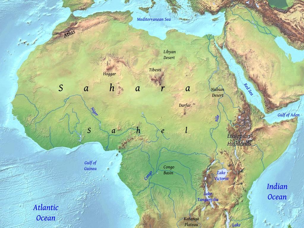 africa topographic map