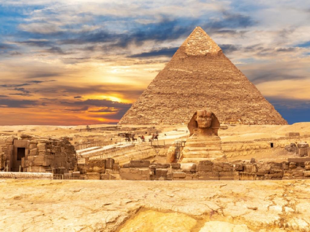 pyramid sphinx sunset