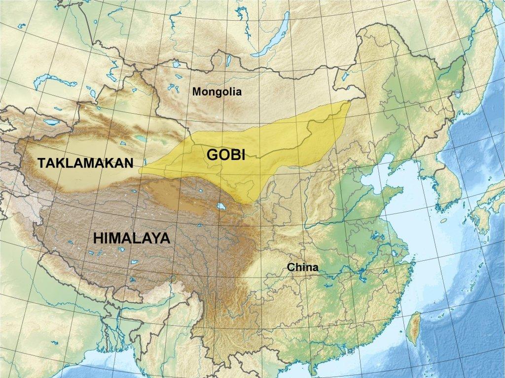 gobi desert china map