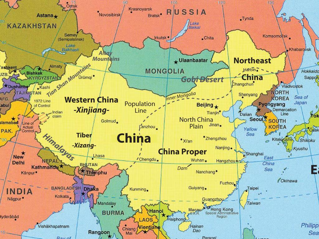 china map surrounding countries