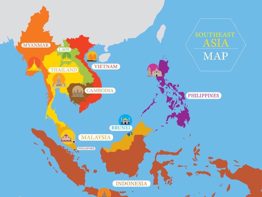 southeast asia map landmarks