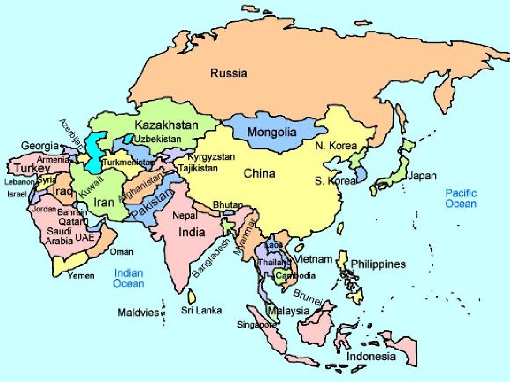 asia countries map