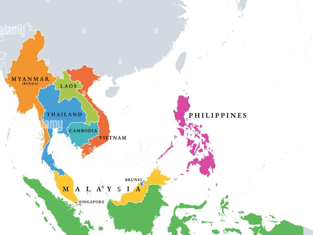 southeast asia colorful map