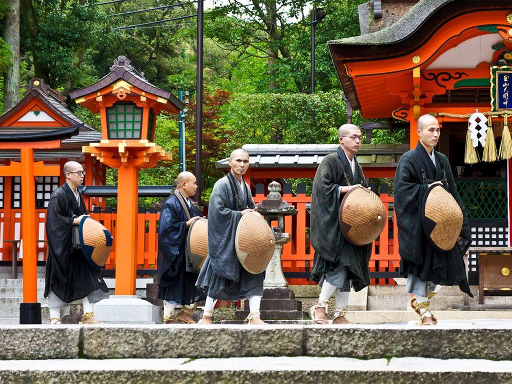 japanese monks walking