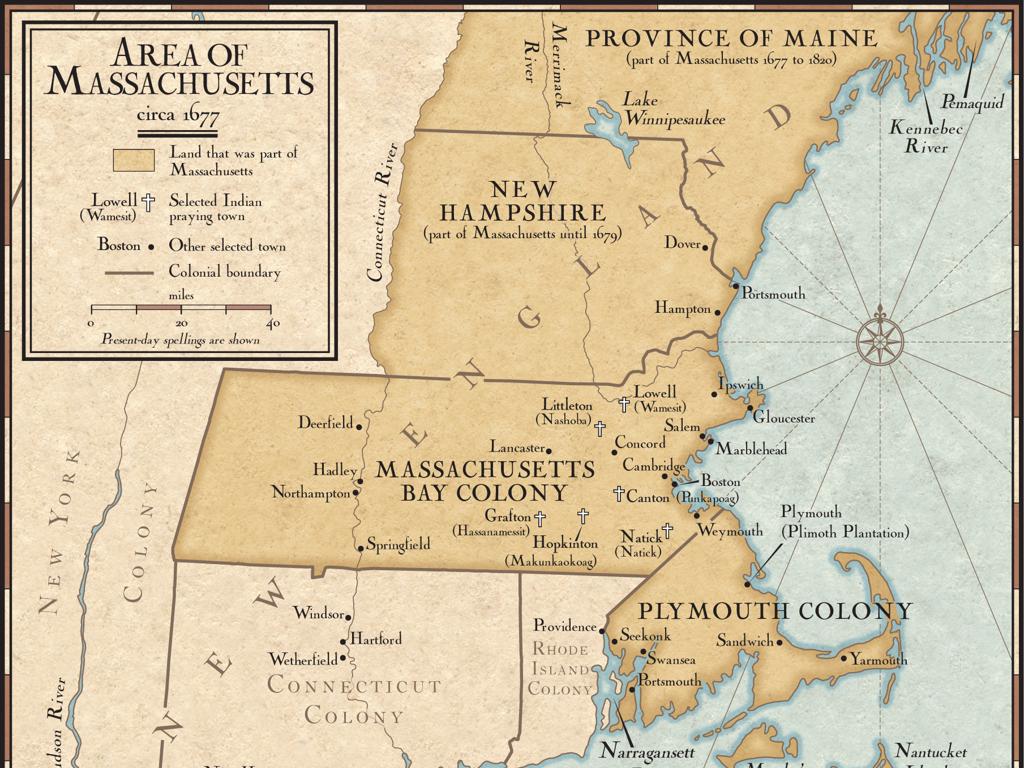 massachusetts bay colony map