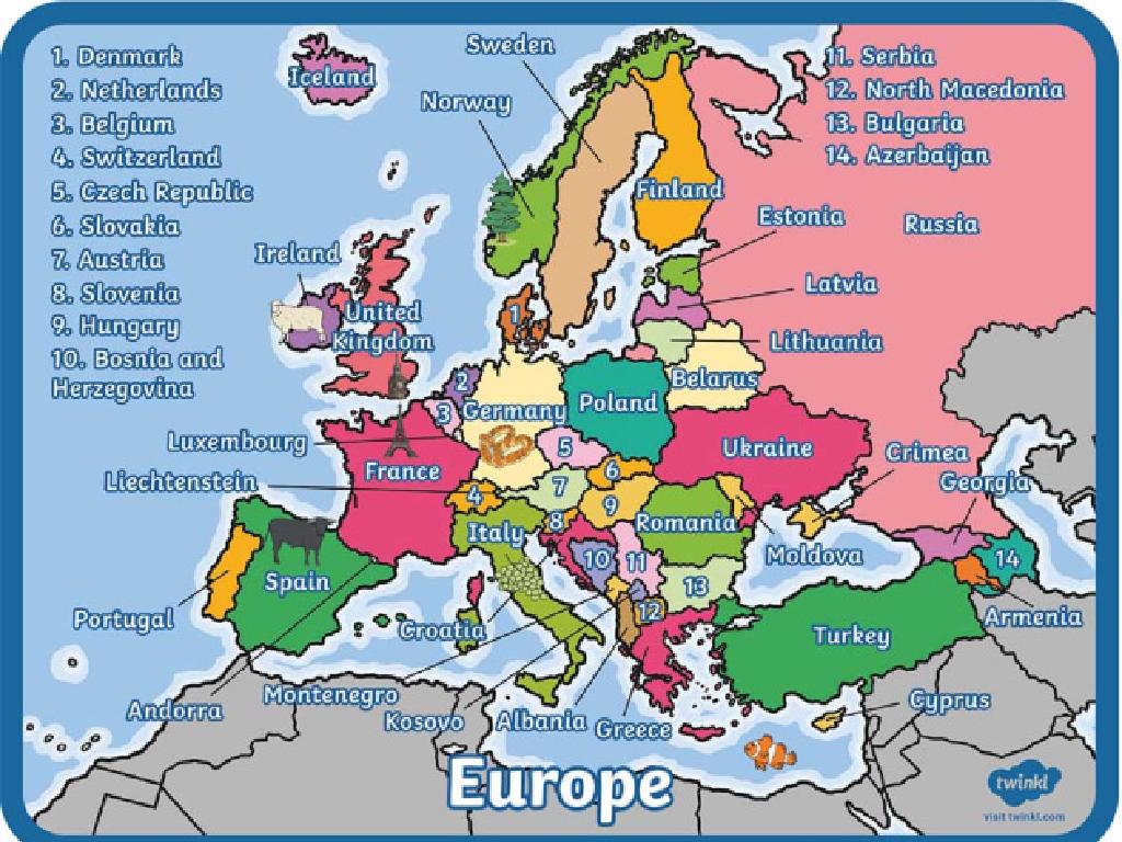 europe map labeled countries