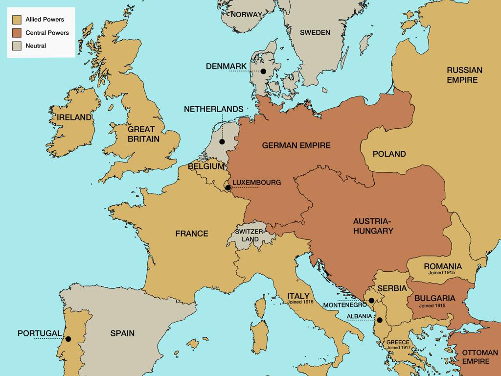 europe ww1 alliances map