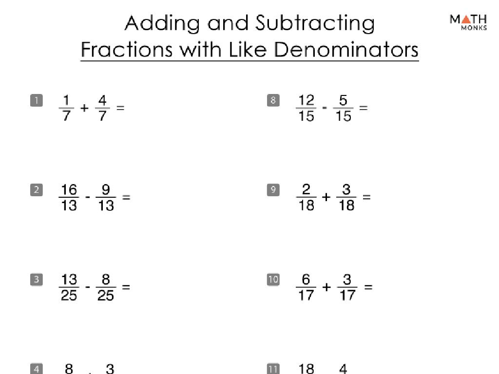 fraction math worksheet