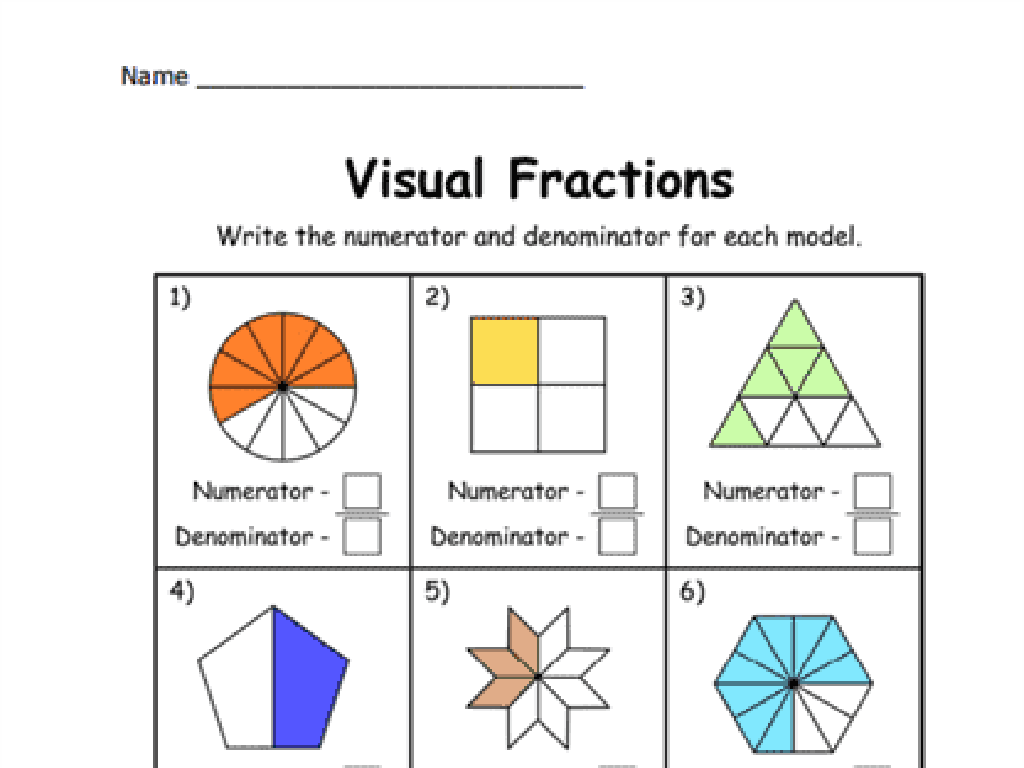 fraction shapes worksheet