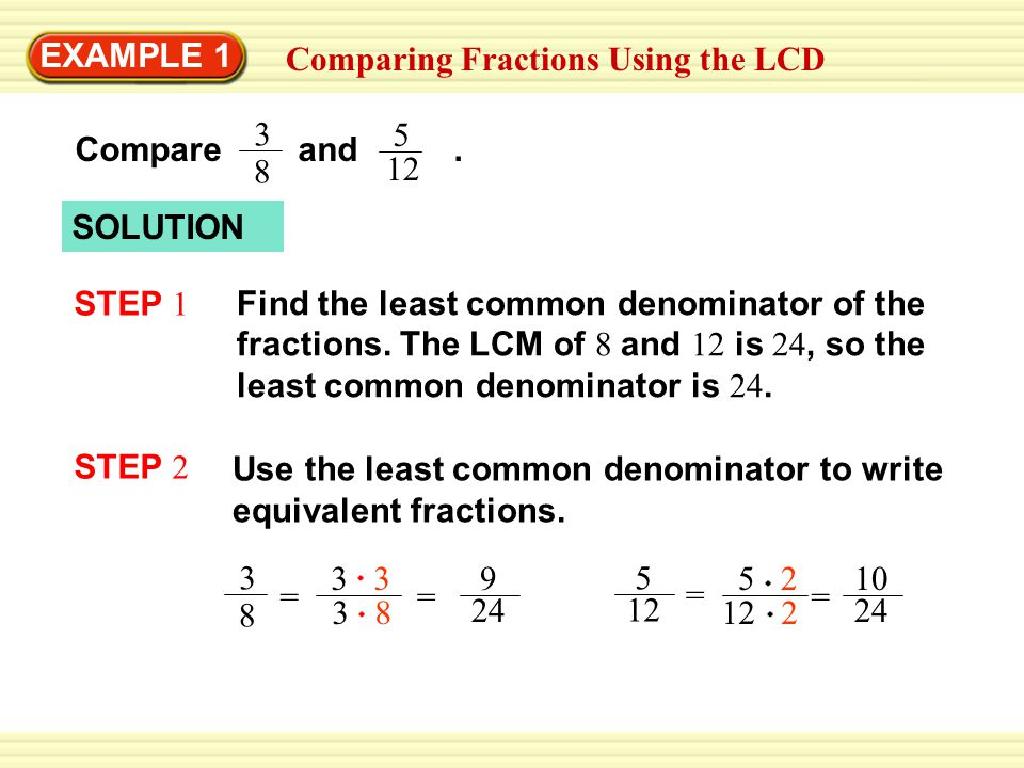 comparing fractions lcd