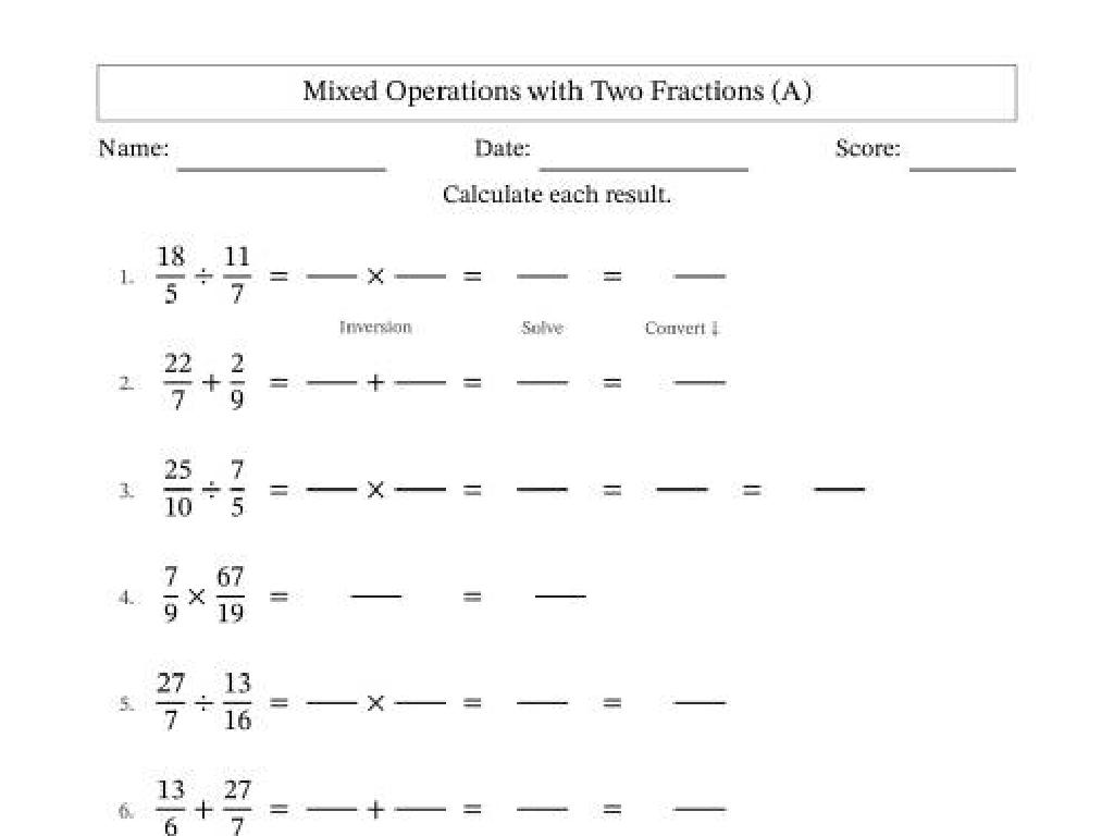 fraction math worksheet