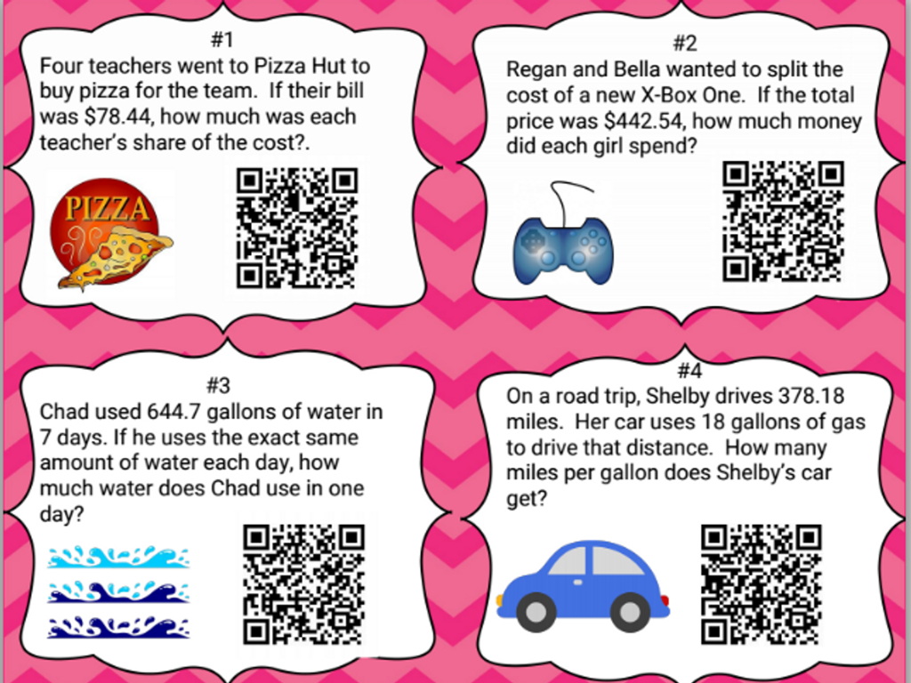 math problems QR codes