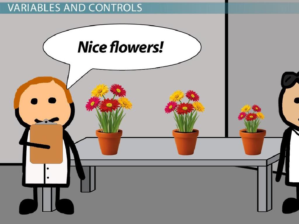 scientist admiring potted flowers