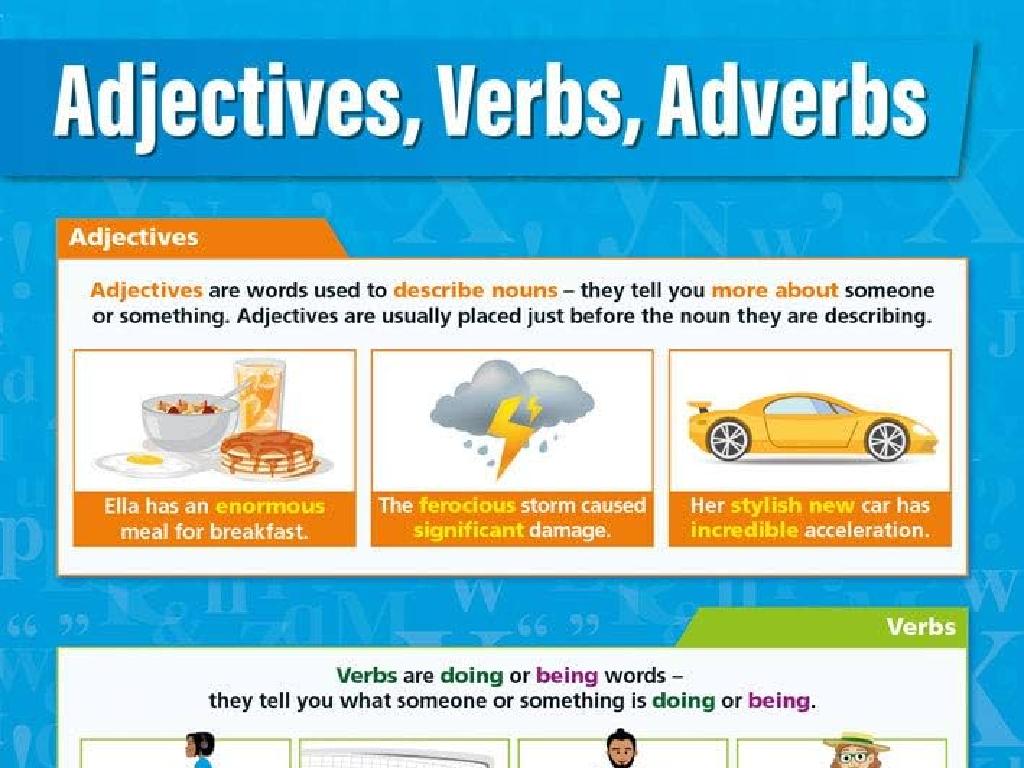 adjectives verbs examples