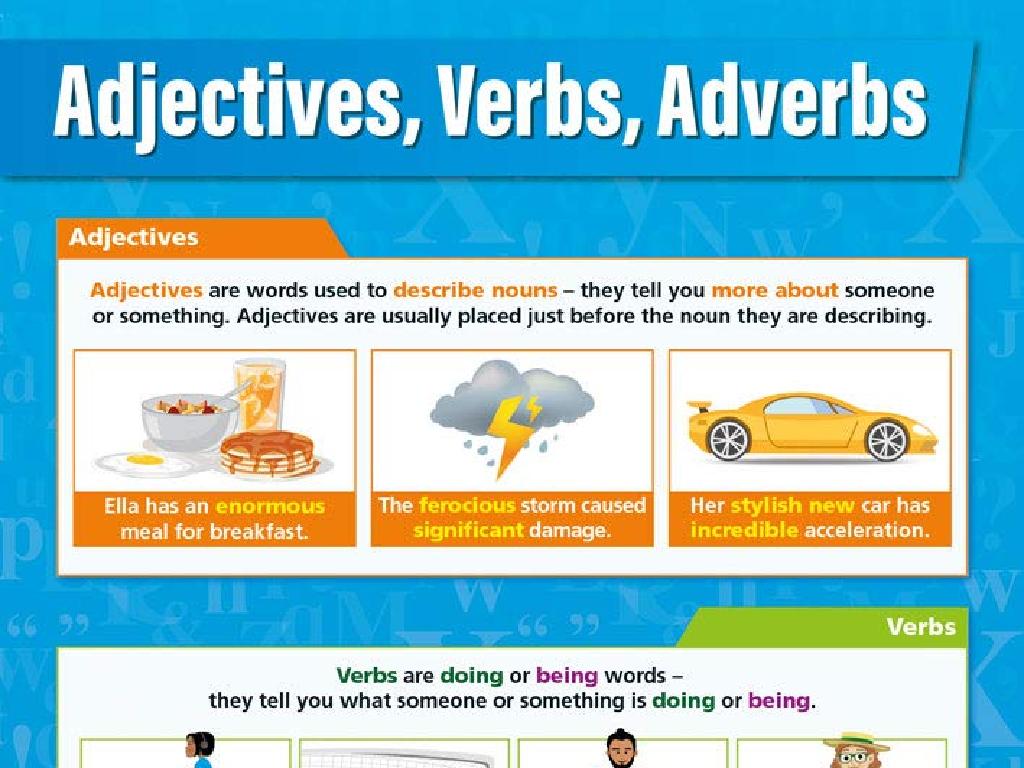 adjectives verbs adverbs