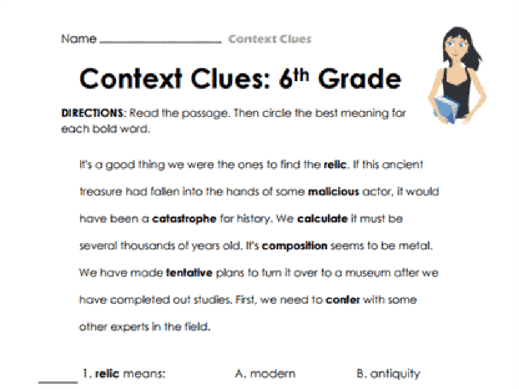 sixth grade context clues