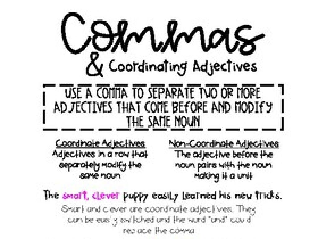 commas coordinating adjectives