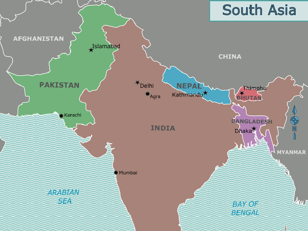 south asia countries map