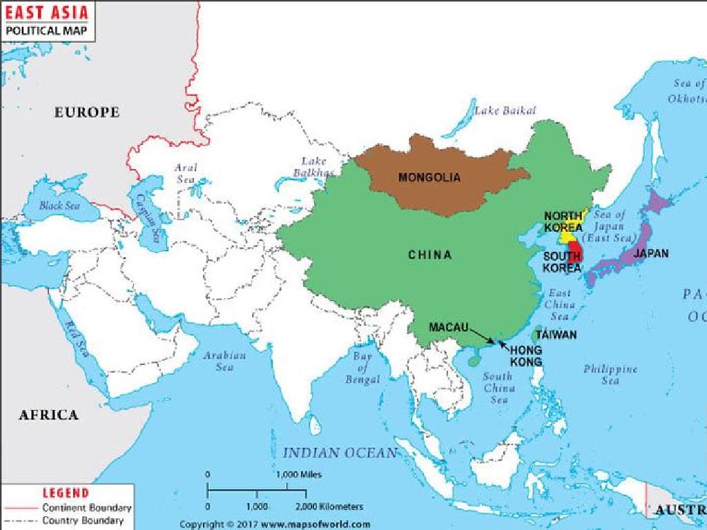 east asia countries map