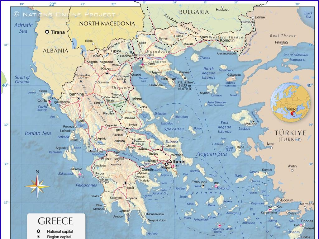 greece map with neighbors