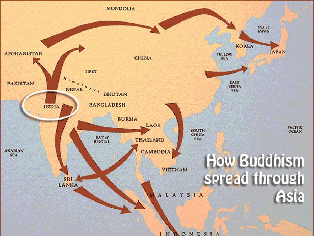 buddhism spread asia map