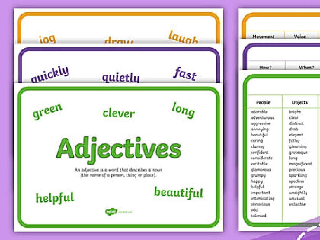 adjective verb flashcards