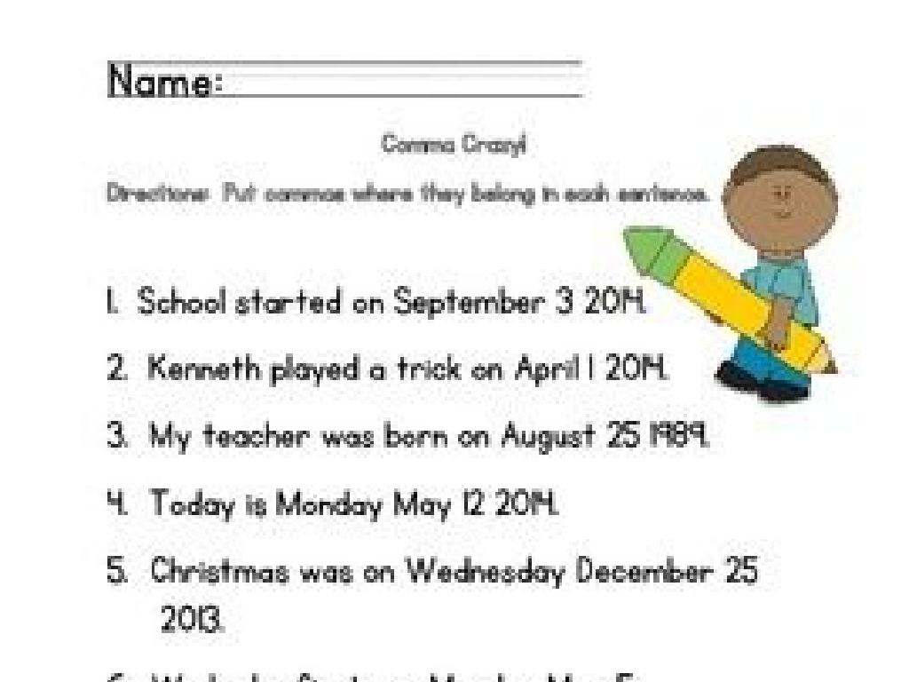 comma exercises worksheet