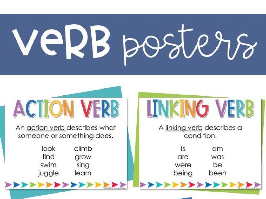 action linking verb posters