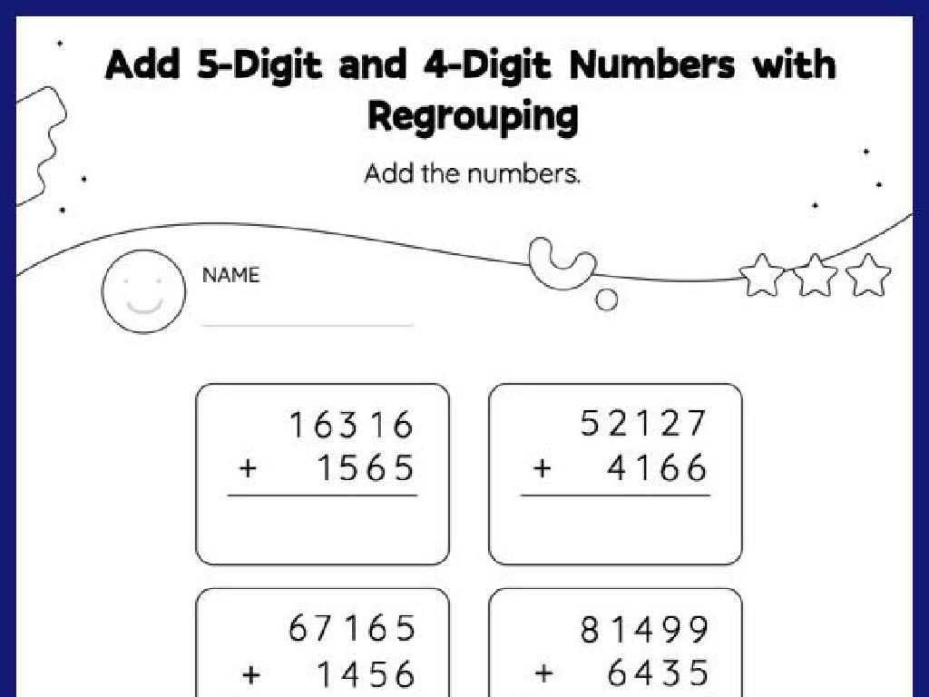 5 digit addition worksheet