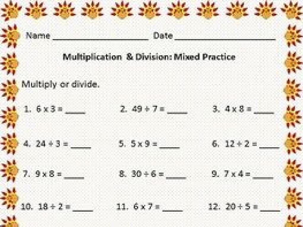 math worksheet sunflower